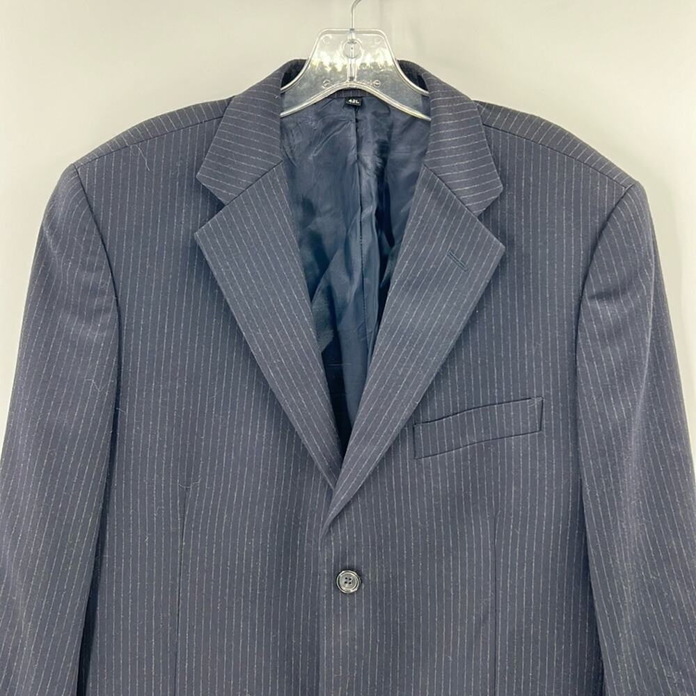 Theory Men's Pinstripe Two Button Wool Blazer - Navy - 42L